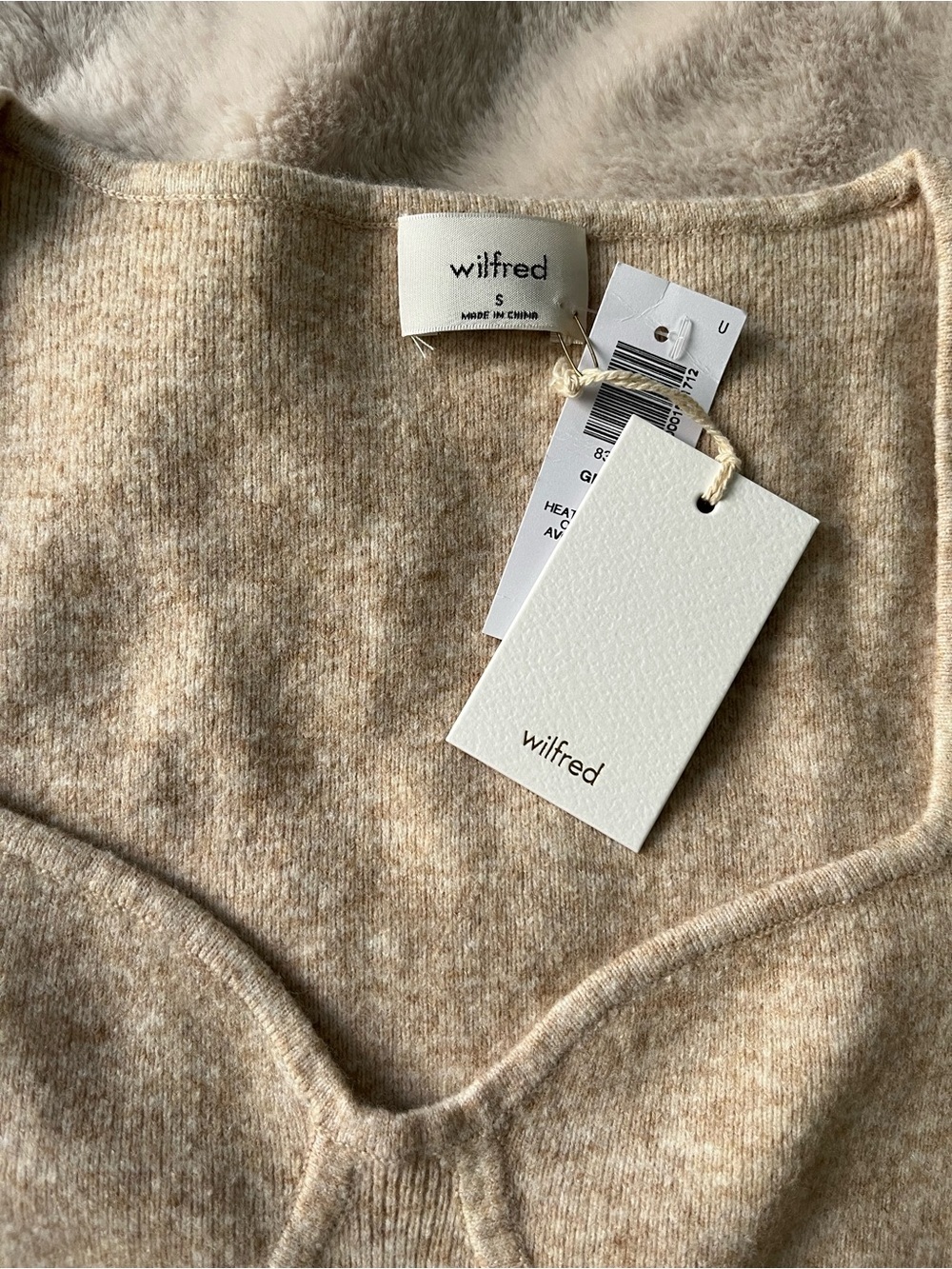 NWT Aritzia Wilfred Greer Sweater Heather Light Oatmeal Size S - Picture 5 of 9